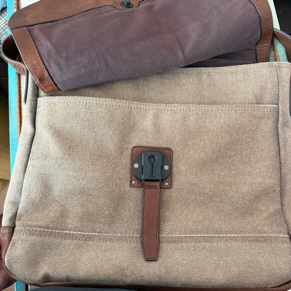 FRYE Men's Ethan Messenger bag flap crossbody leather canvas SOLD OUT style - Picture 9 of 16